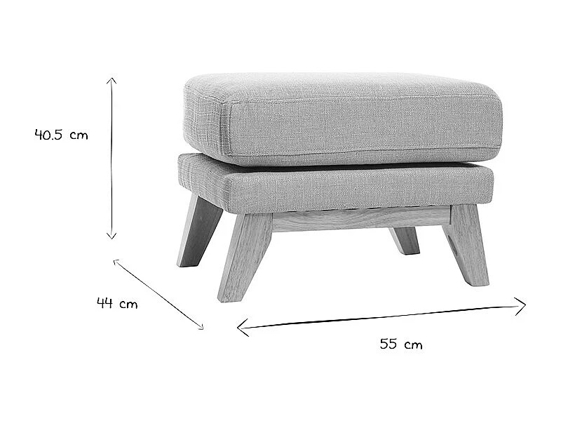 Pouf repose-pieds déhoussable scandinave en tissu vert lagon et bois clair OSLO