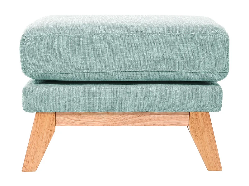 Pouf repose-pieds déhoussable scandinave en tissu vert lagon et bois clair OSLO