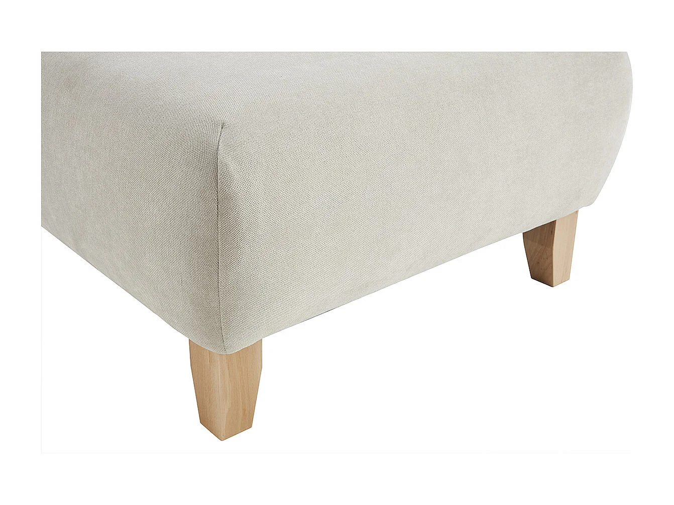 Hocker/Fußstütze aus Stoff mit strukturiertem Samteffekt in Beige und hellem Massivholz B75 cm ODEON