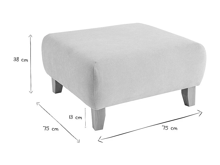 Hocker/Fußstütze aus Stoff mit strukturiertem Samteffekt in Beige und hellem Massivholz B75 cm ODEON