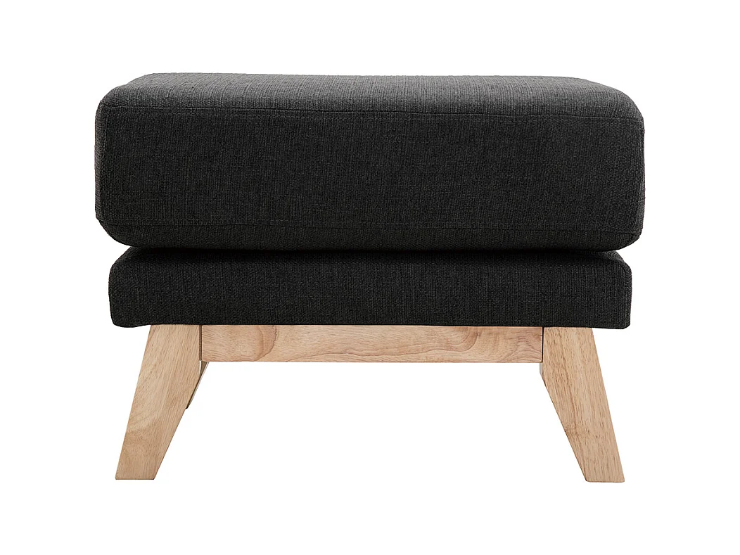 Pouf repose-pieds déhoussable scandinave en tissu gris foncé et bois clair OSLO