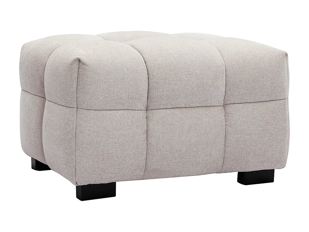 Pouf repose-pieds design en tissu effet velours texturé beige CORTO