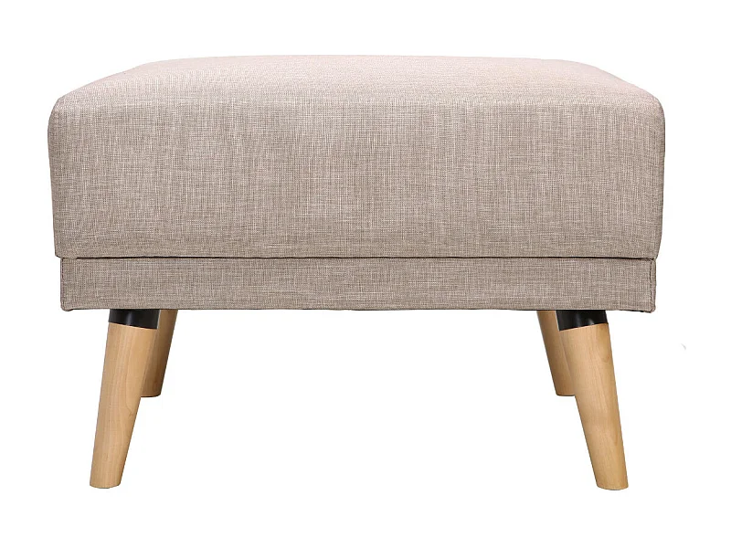 Pouf repose-pieds scandinave en tissu beige et bois clair ULLA
