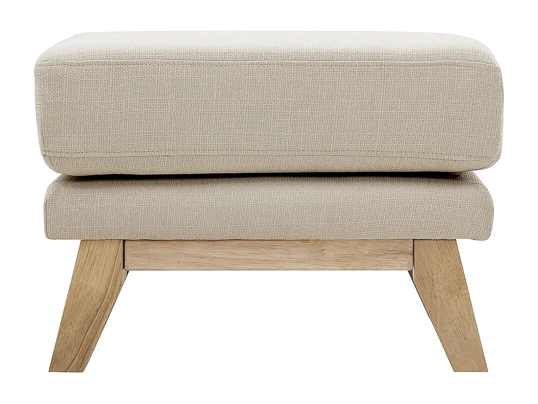 Pouf repose-pieds déhoussable scandinave en tissu beige et bois clair OSLO