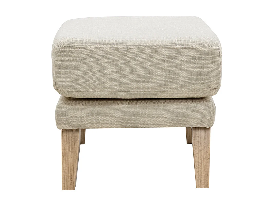 Pouf repose-pieds déhoussable scandinave en tissu beige et bois clair OSLO