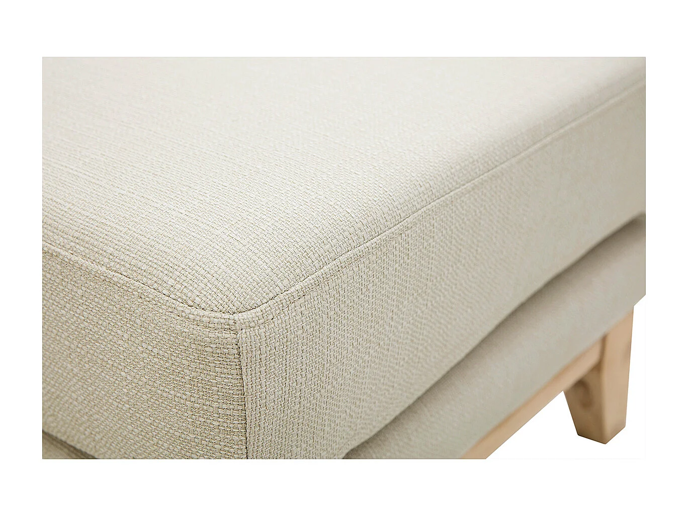 Pouf repose-pieds déhoussable scandinave en tissu beige et bois clair OSLO