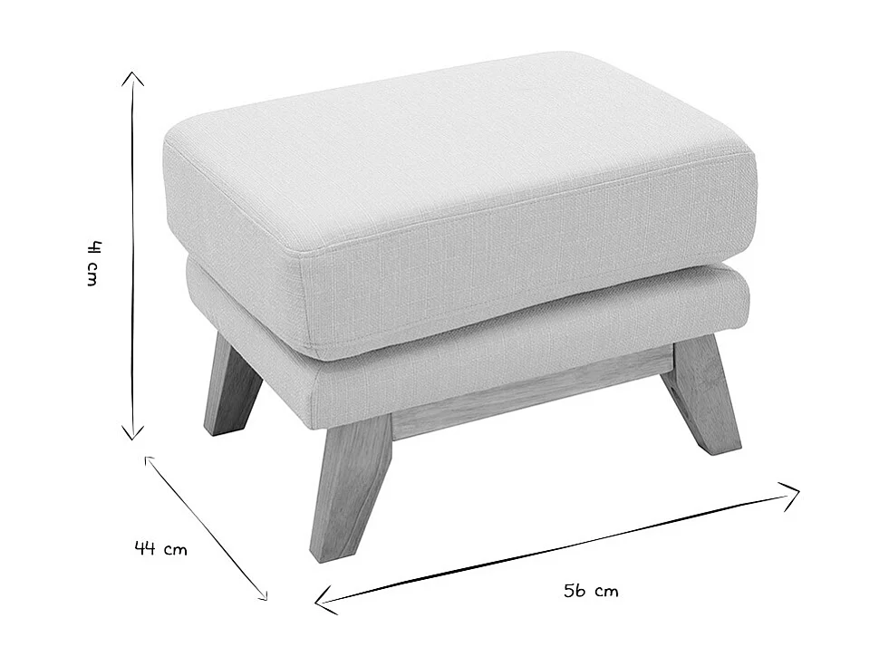 Pouf repose-pieds déhoussable scandinave en tissu beige et bois clair OSLO
