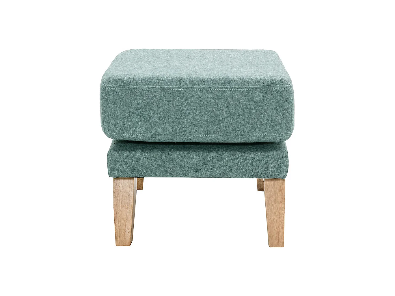 Pouf repose-pieds déhoussable scandinave en tissu vert de gris et bois clair OSLO