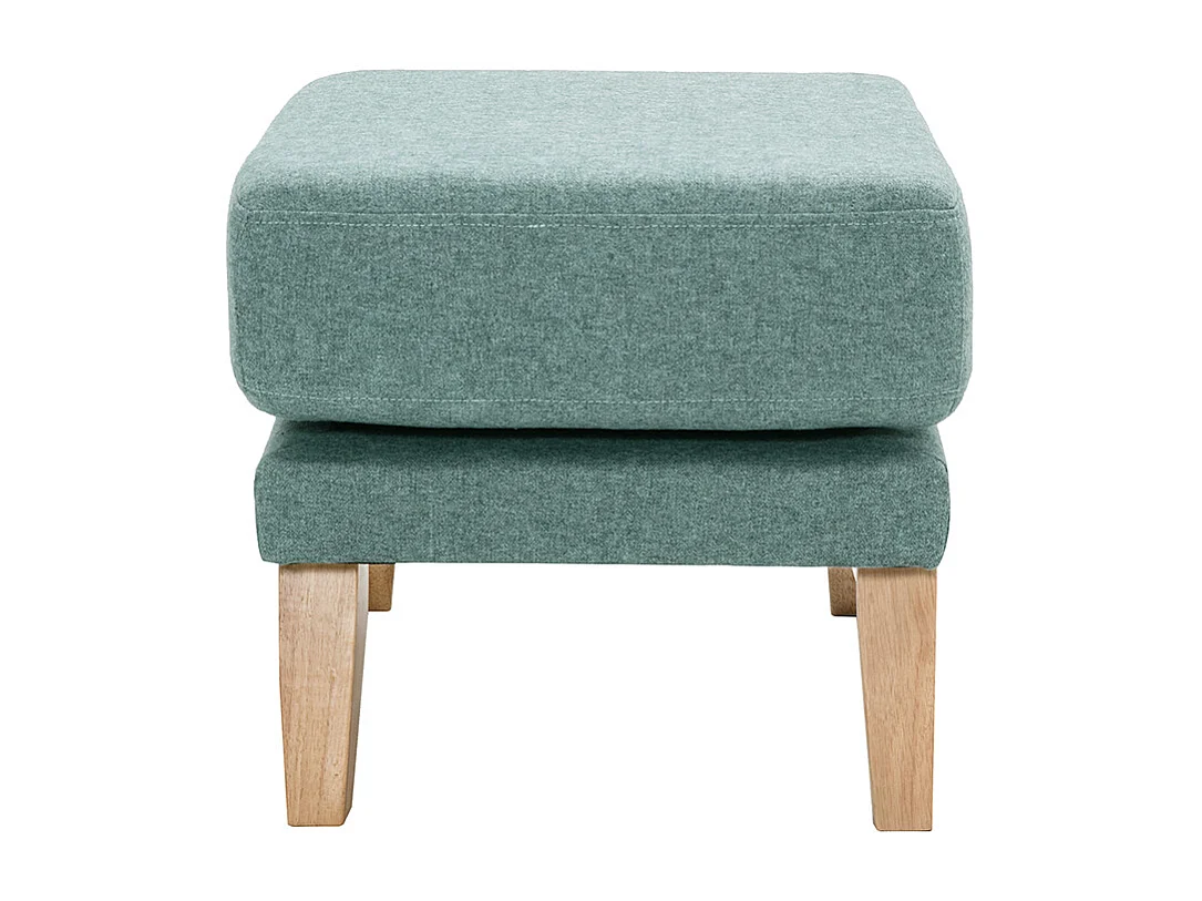 Pouf repose-pieds déhoussable scandinave en tissu vert de gris et bois clair OSLO