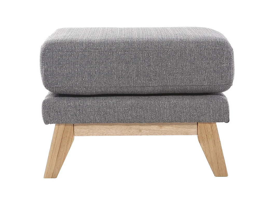 Pouf repose-pieds déhoussable scandinave en tissu gris clair et bois clair OSLO