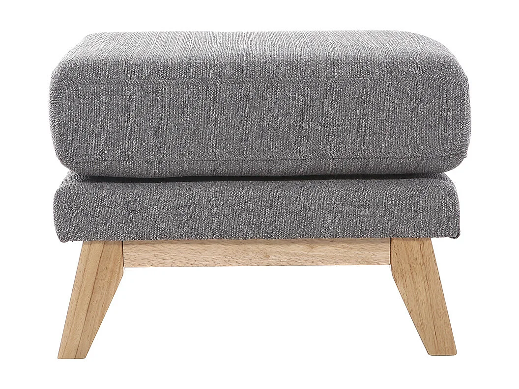 Pouf repose-pieds déhoussable scandinave en tissu gris clair et bois clair OSLO
