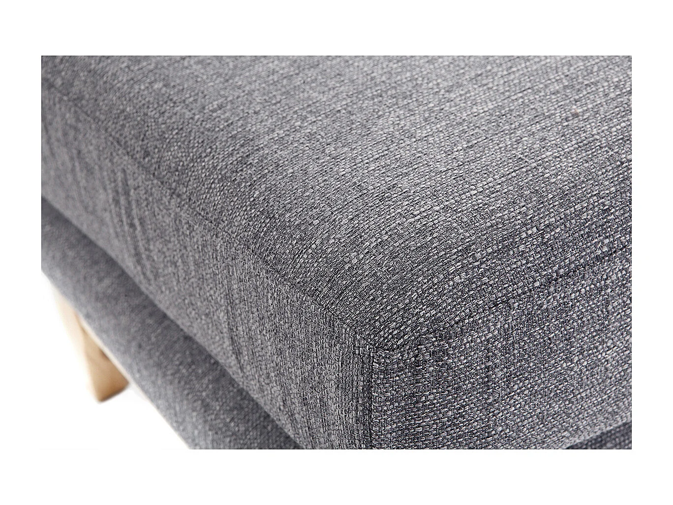 Pouf repose-pieds déhoussable scandinave en tissu gris clair et bois clair OSLO