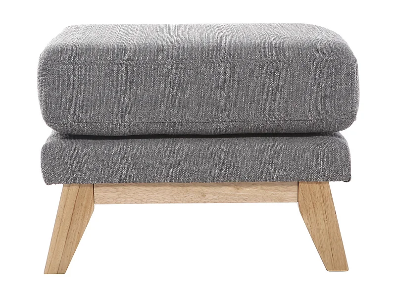 Pouf repose-pieds déhoussable scandinave en tissu gris clair et bois clair OSLO