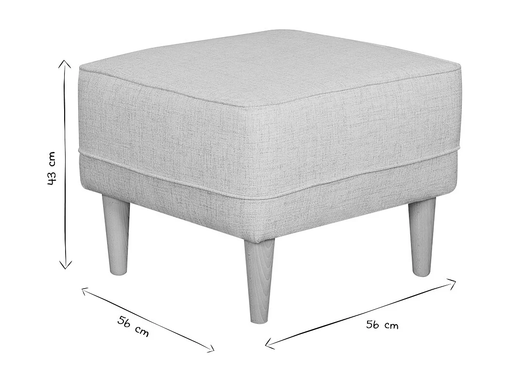 Pouf poggiapiedi grigio chiaro e massello di pino PAPEL