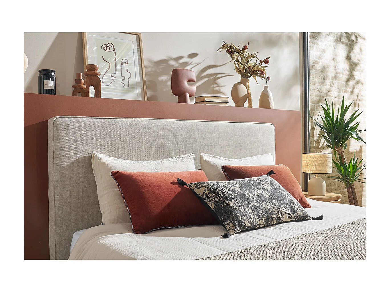 Cabecero de cama para colgar de tela beige 180 cm LILY