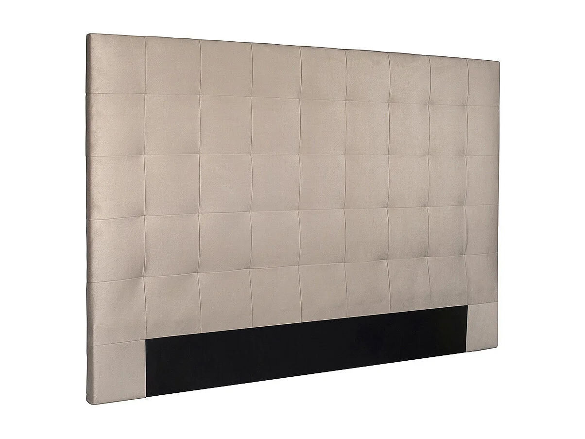 Cabecero de cama capitoné de terciopelo color topo 140 cm HALCIONA