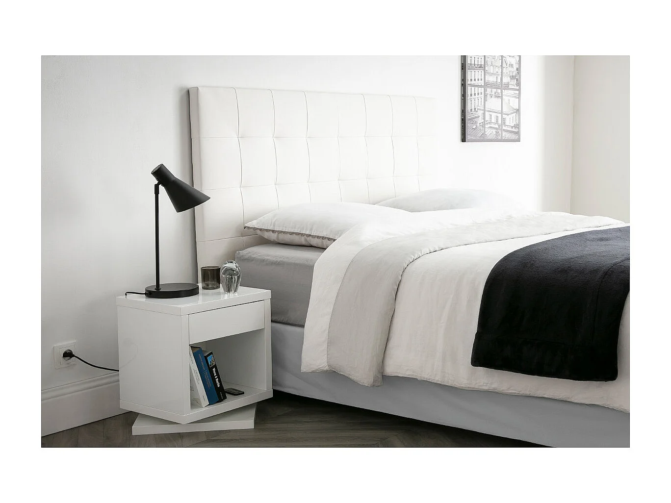 Testiera del letto imbottita bianca 160 cm HALCIONA