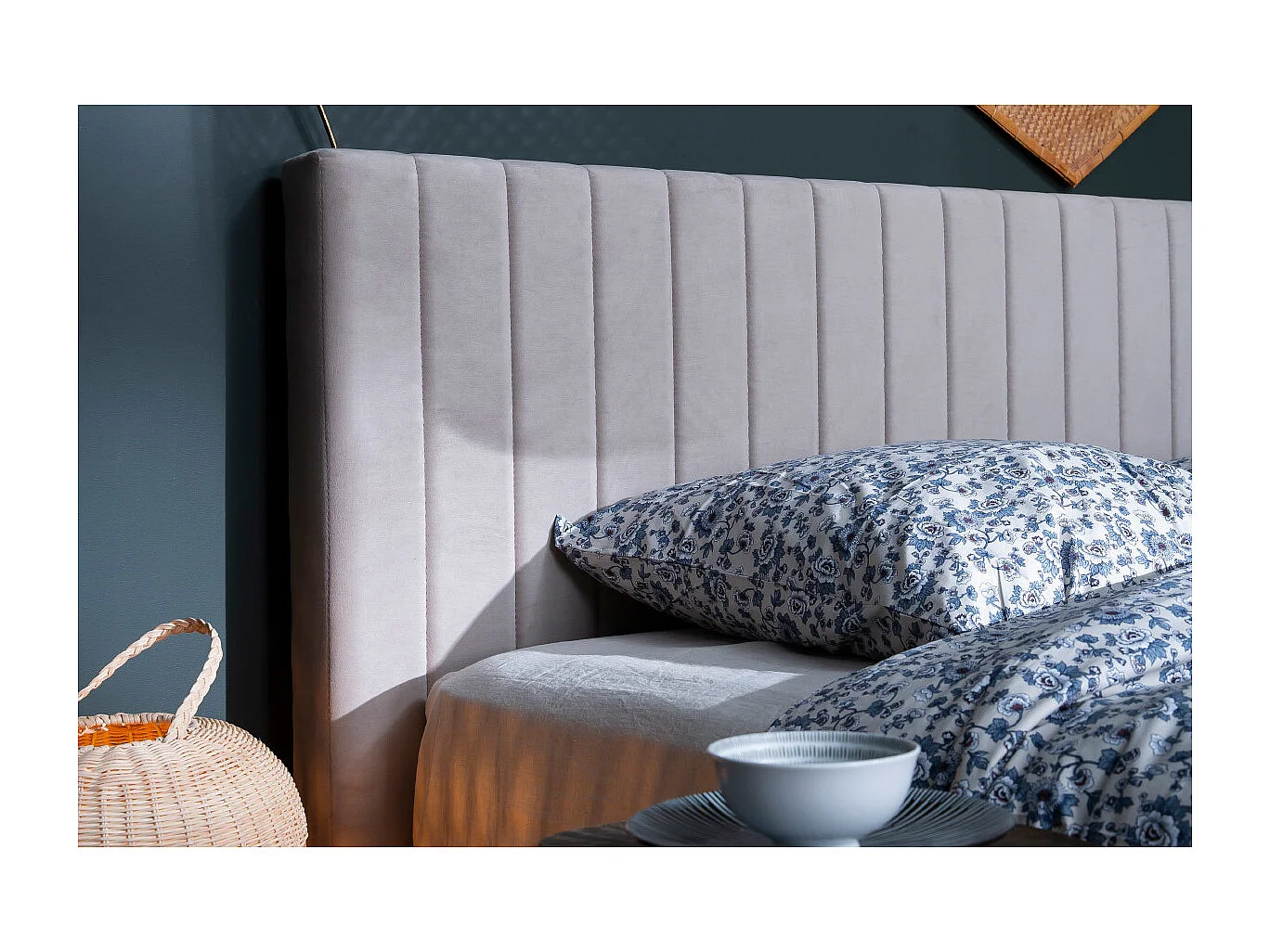 Tête de lit en tissu velours bleu foncé L170 cm NEHA