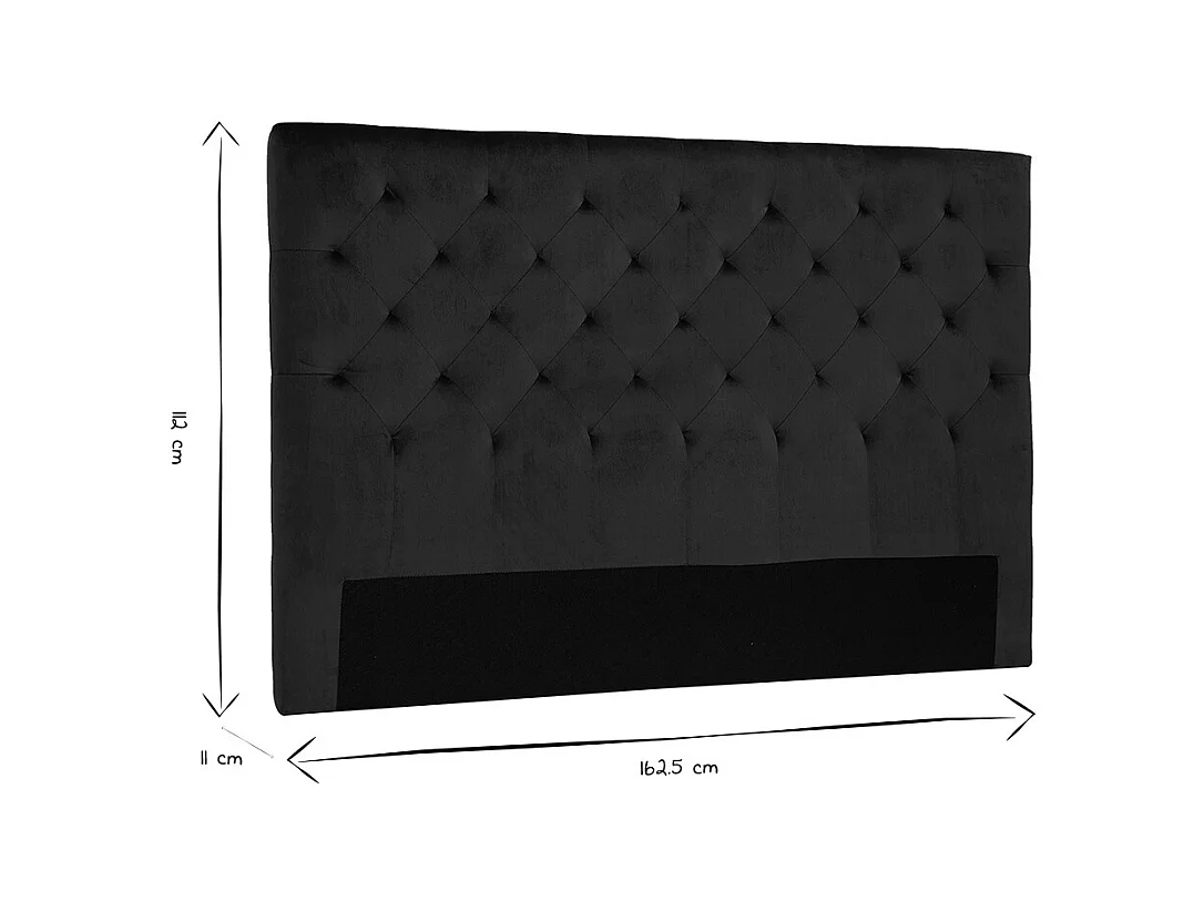 Tête de lit capitonnée en tissu velours bleu nuit L160 cm ENGUERRAND
