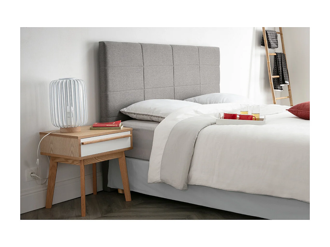 Cabecero moderno en tejido beige natural 160 cm ANATOLE