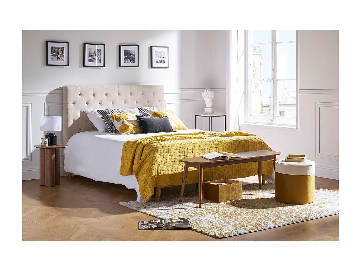 Tête de lit capitonnée en tissu naturel L160 cm ENGUERRAND