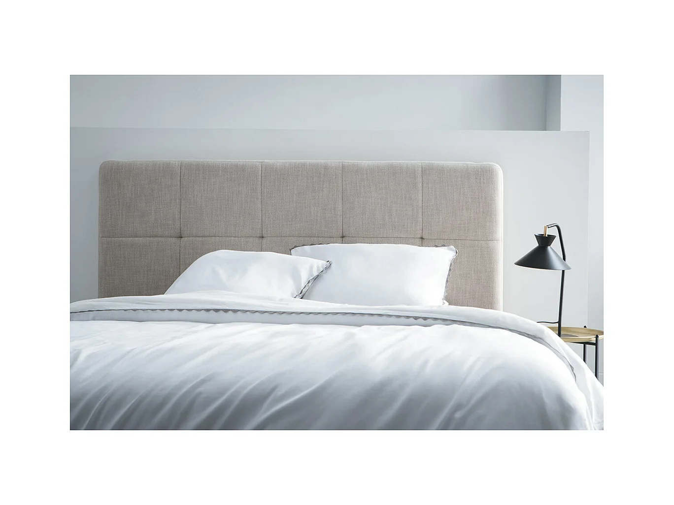 Tête de lit en tissu beige crème L160 cm CLOVIS