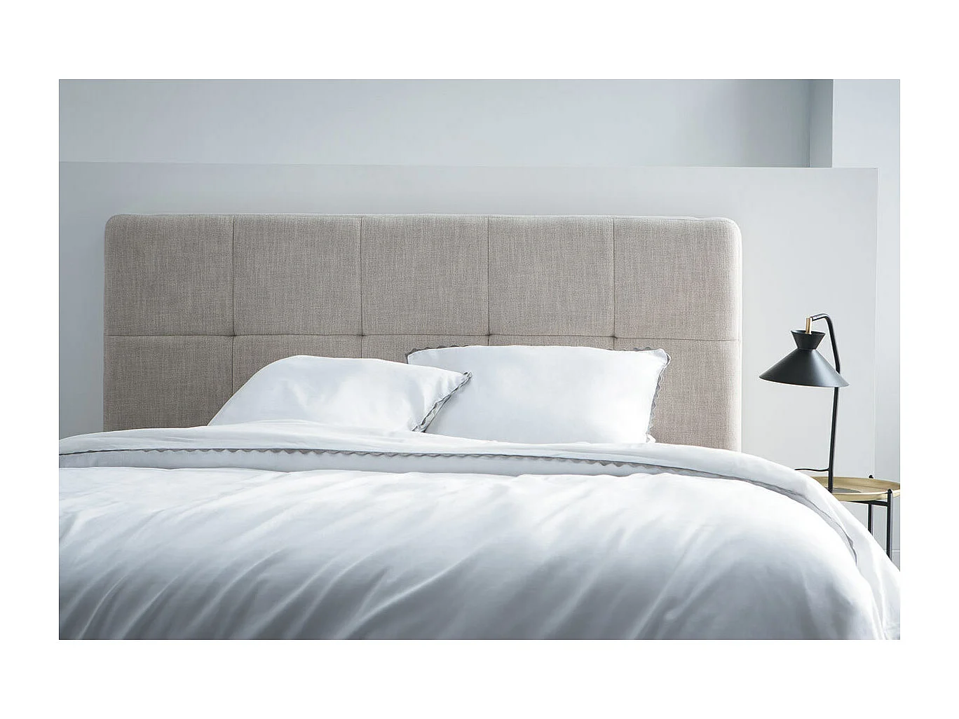 Tête de lit en tissu beige crème L160 cm CLOVIS