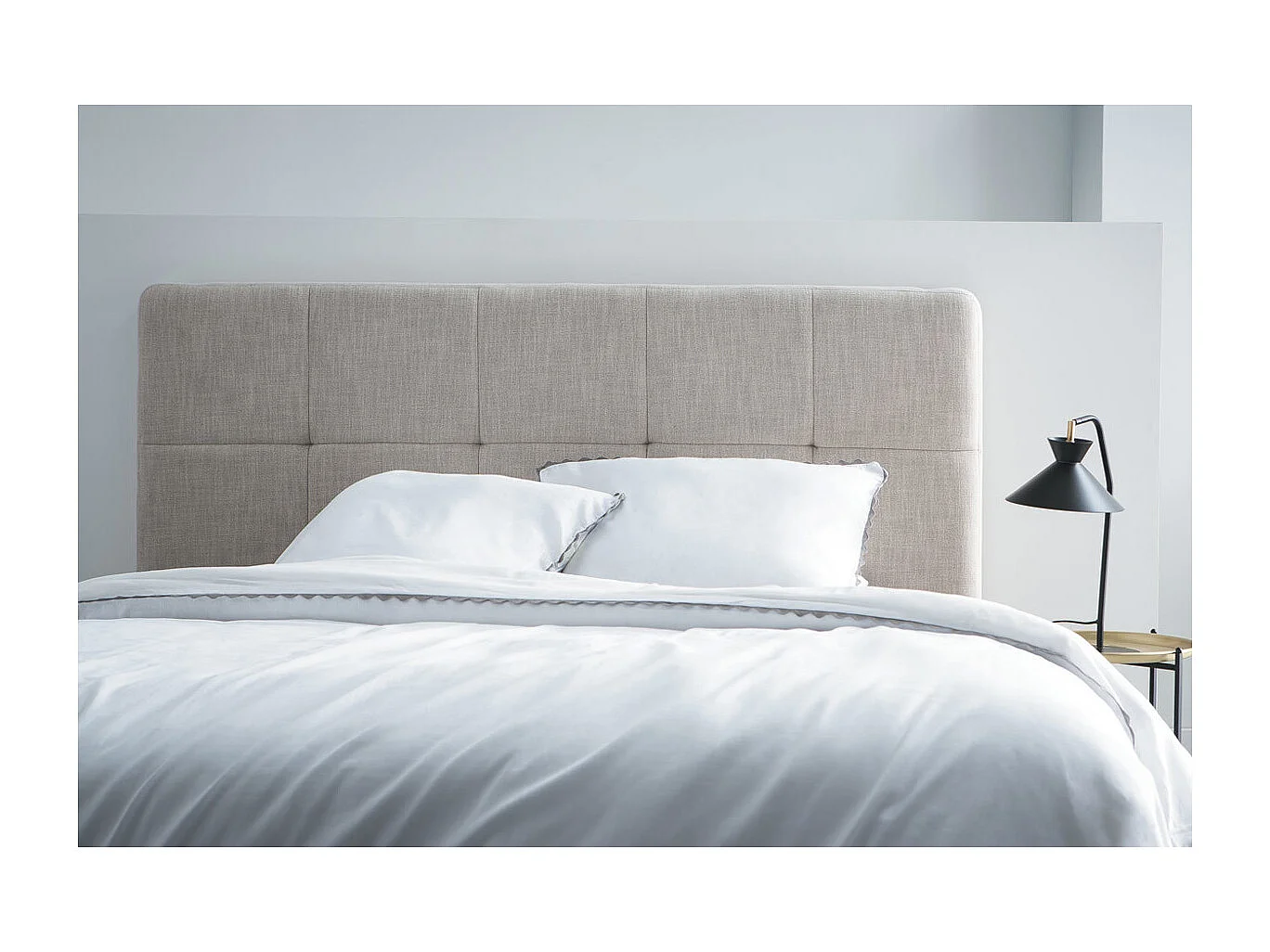 Tête de lit en tissu beige crème L160 cm CLOVIS