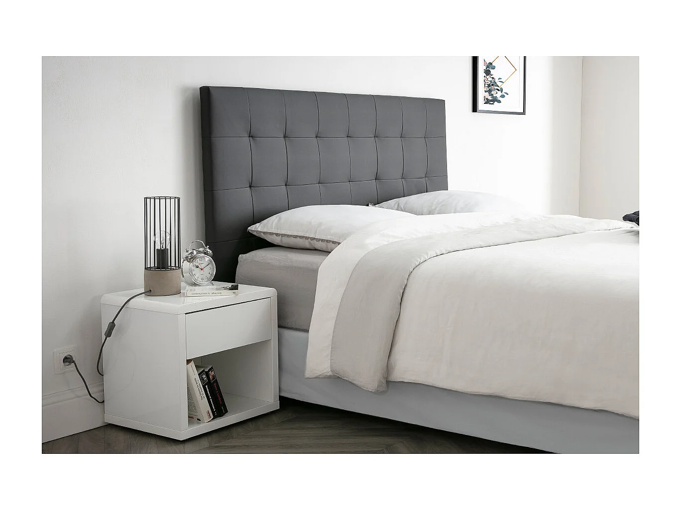 Testiera del letto imbottita grigio scuro 160 cm HALCIONA