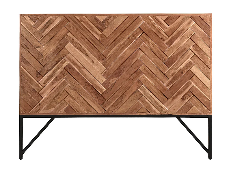 Cabecero motivo espiga en acacia y metal negro L165 cm STICK