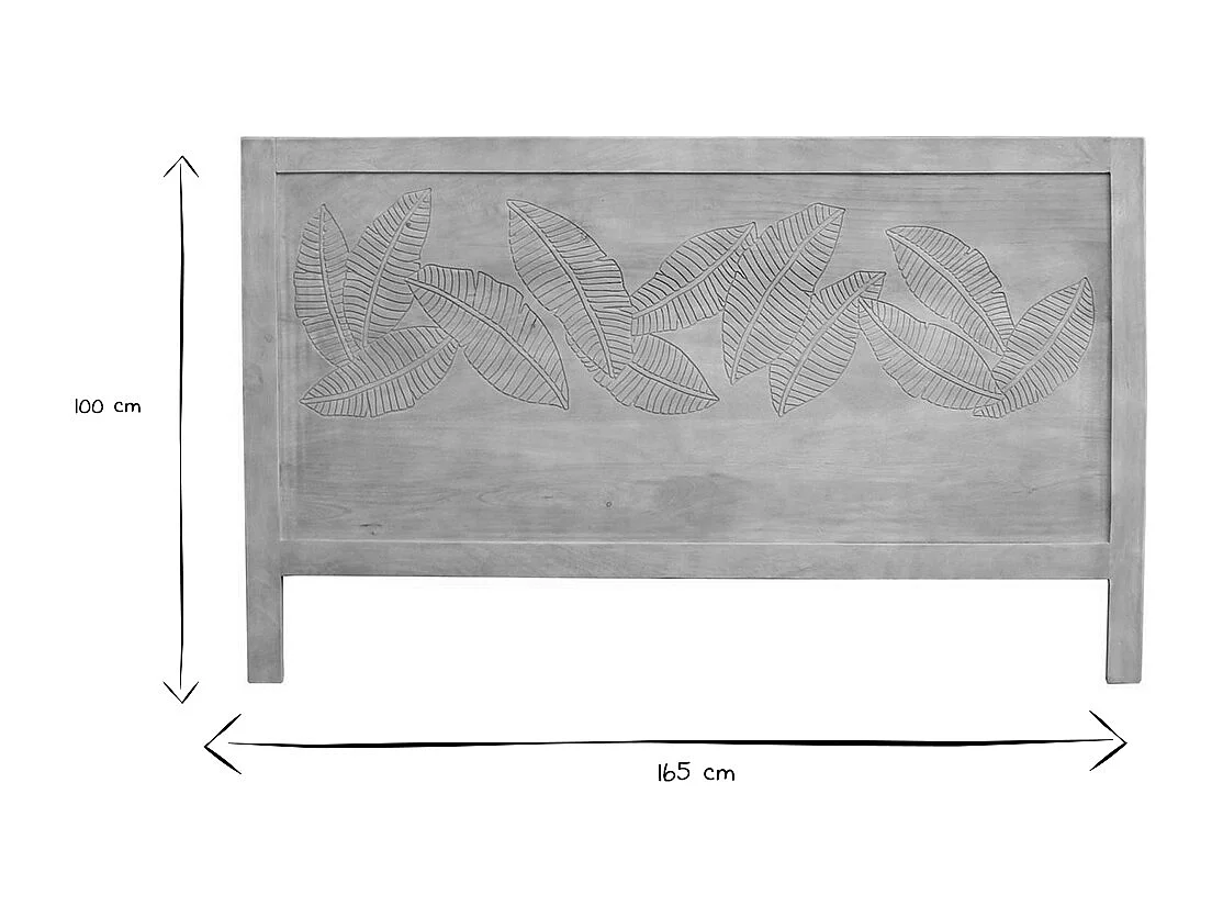 Tête de lit en bois manguier massif gravé L165 cm VIBES