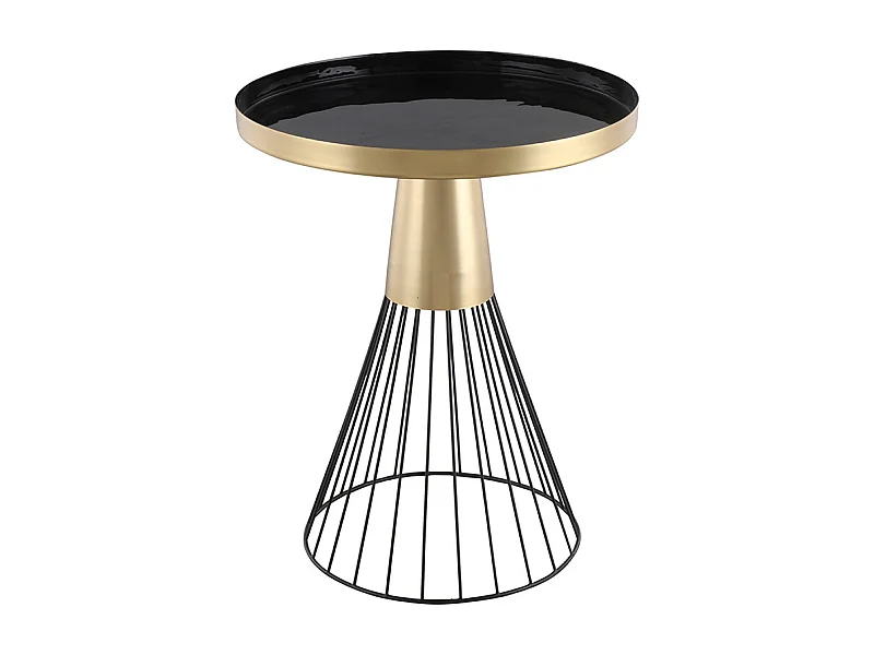 Mesa auxiliar redonda de acero lacado negro y dorado 41 cm diám. SPLEEN