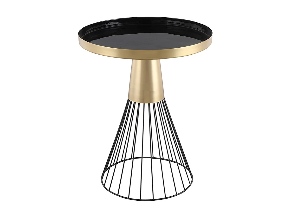 Mesa auxiliar redonda de acero lacado negro y dorado 41 cm diám. SPLEEN