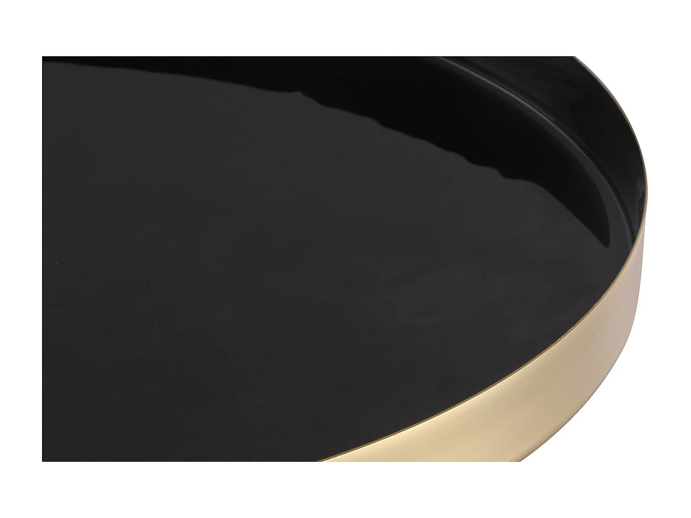 Mesa auxiliar redonda de acero lacado negro y dorado 41 cm diám. SPLEEN