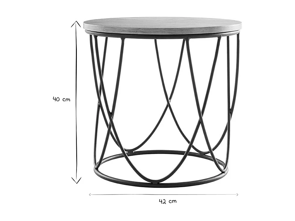 Mesa auxiliar madera y metal 42cm LACE