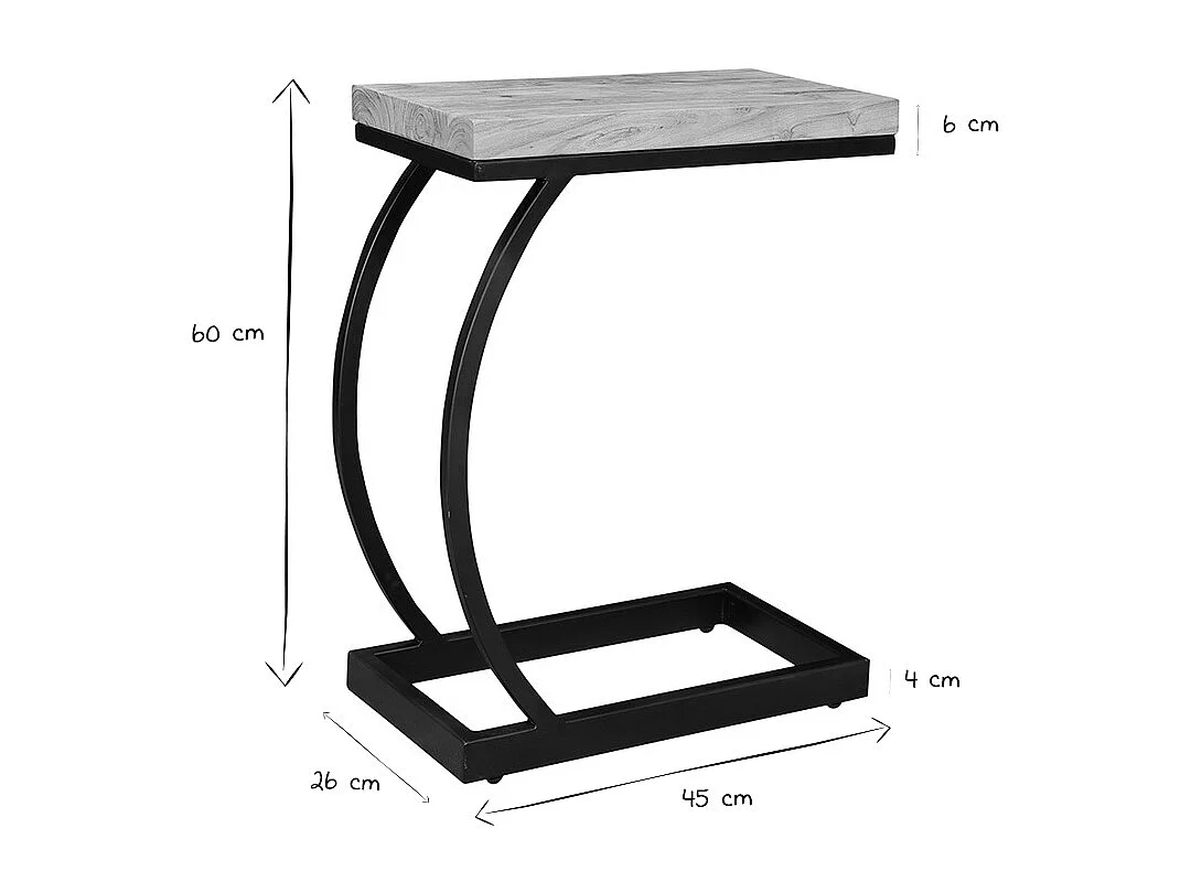 Mesa auxiliar en acacia y metal negro BREAK