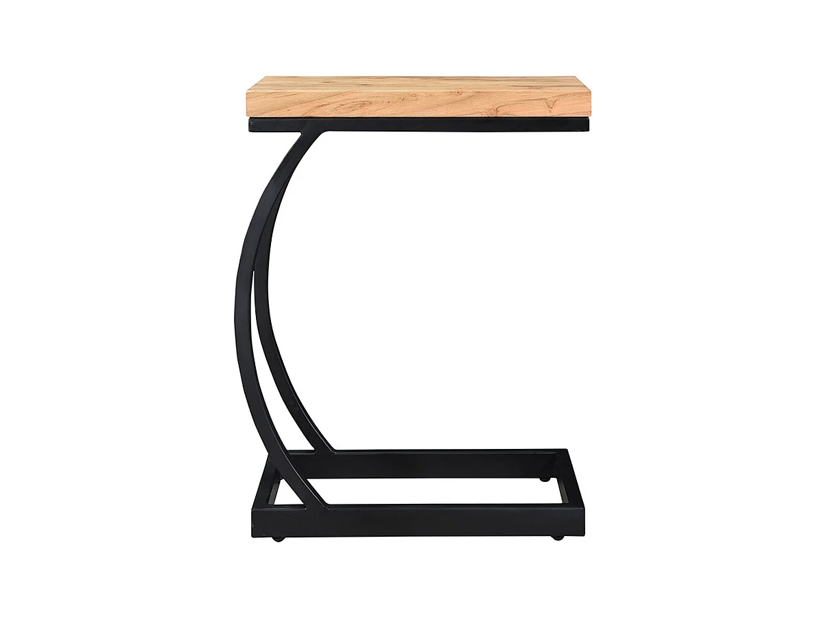 Table d'appoint design rectangulaire en bois massif et métal noir L45 cm BREAK