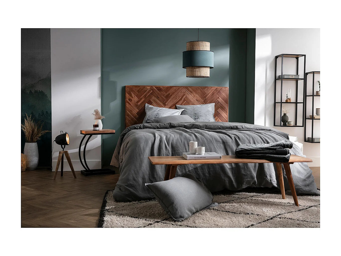 Tavolo complementare in acacia in metallo nero BREAK