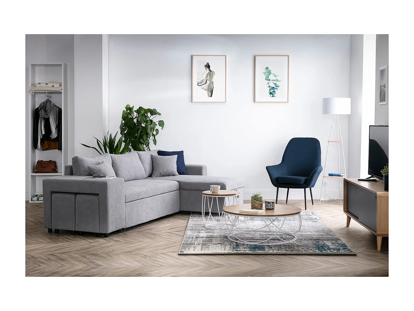 Tavolino complementare legno e metallo bianco 42 cm LACE