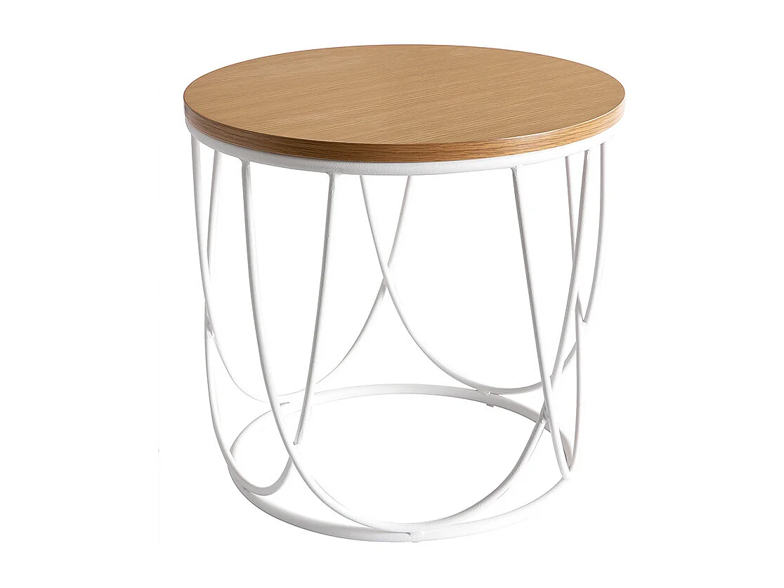 Tavolino complementare legno e metallo bianco 42 cm LACE