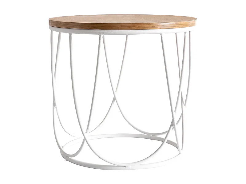 Tavolino complementare legno e metallo bianco 42 cm LACE