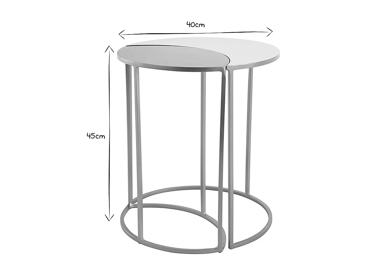Mesa auxiliar de metal lacado blanco y dorado TOSCANE