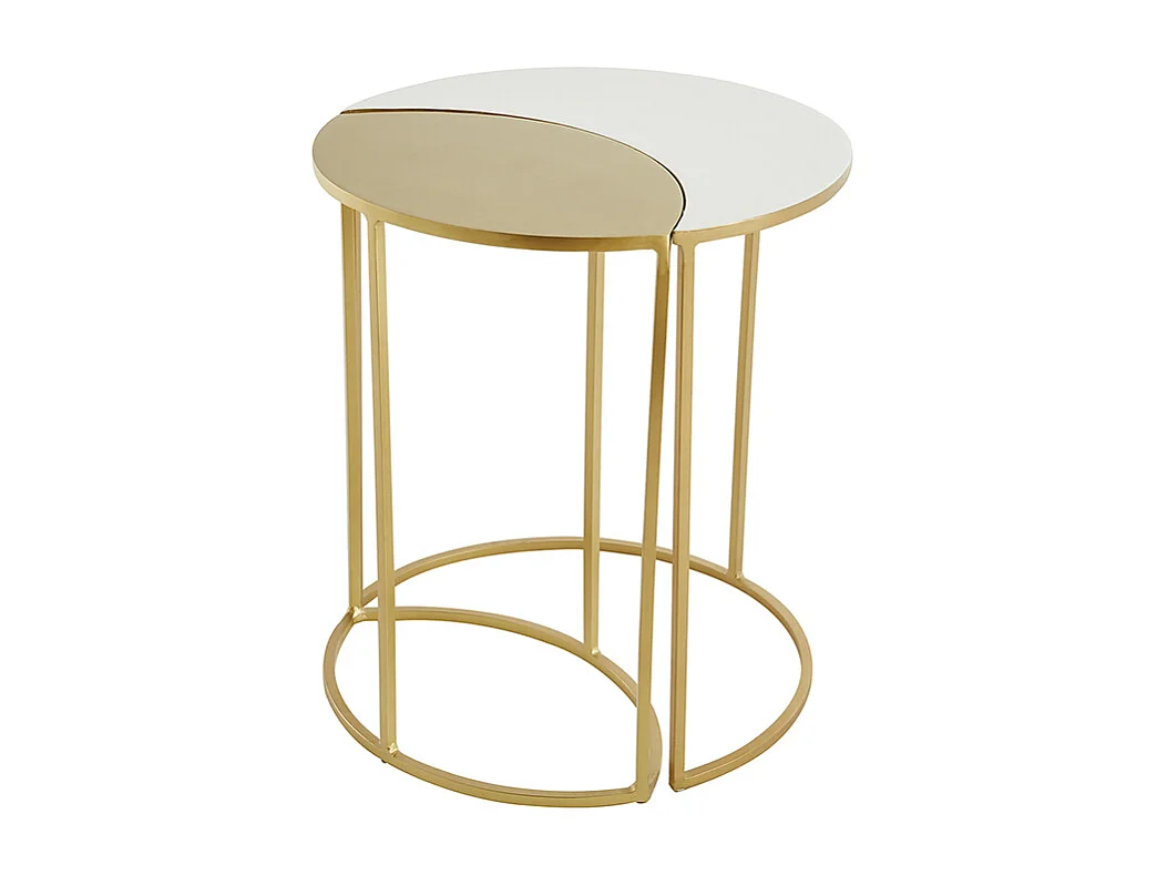 Table d'appoint en métal laqué blanc et doré TOSCANE