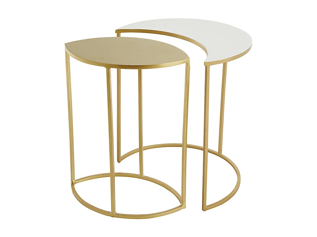 Table d'appoint en métal laqué blanc et doré TOSCANE