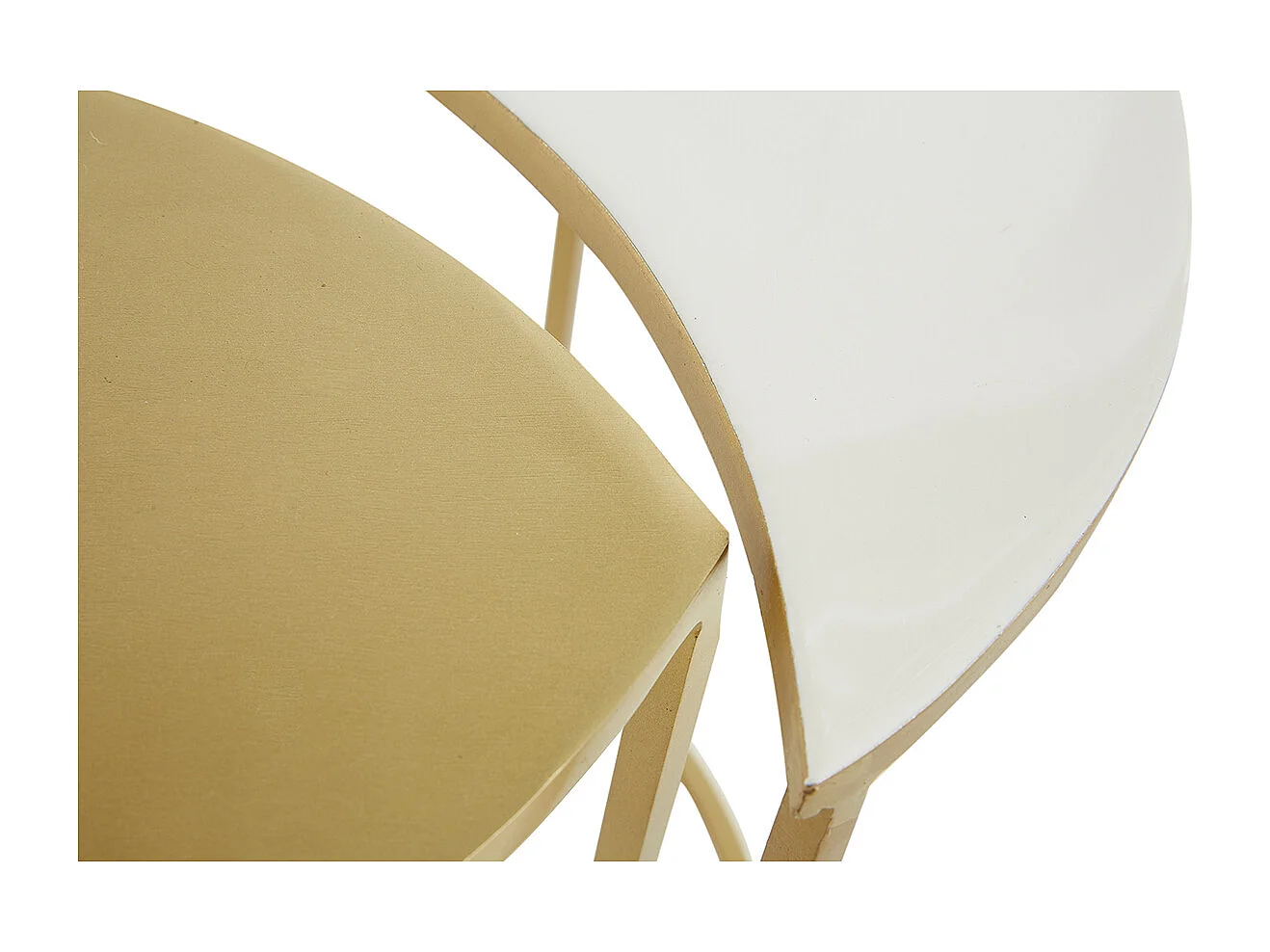 Table d'appoint en métal laqué blanc et doré TOSCANE