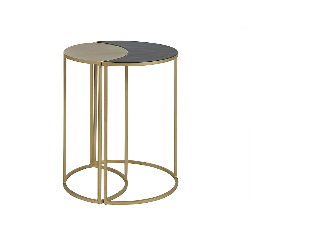 Table d'appoint en métal laqué noir et doré TOSCANE