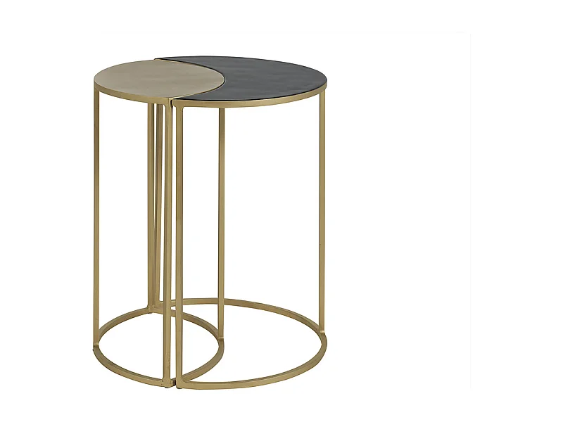 Table d'appoint en métal laqué noir et doré TOSCANE