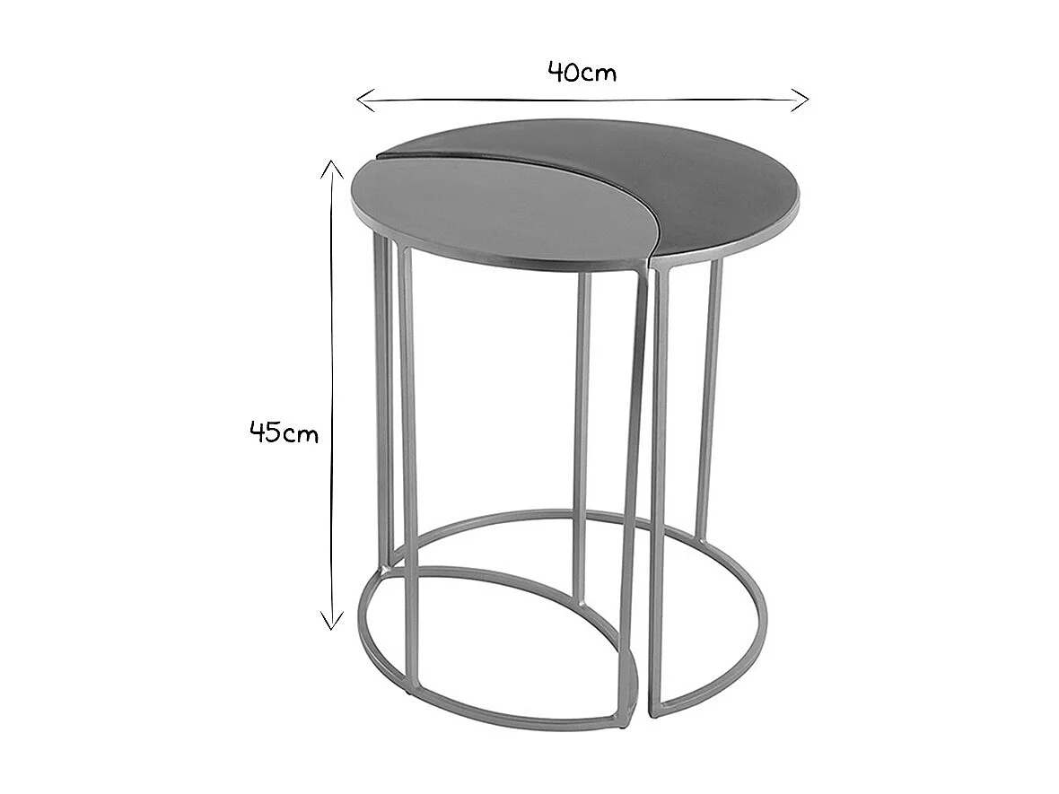 Mesa auxiliar de metal lacado azul petróleo y dorado TOSCANE