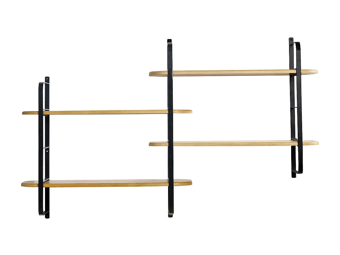 Mensola murale in legno massello di mango e metallo nero L122 cm AKINA