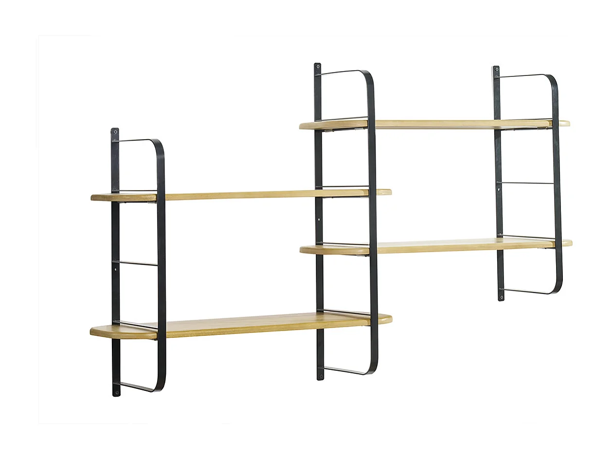 Mensola murale in legno massello di mango e metallo nero L122 cm AKINA